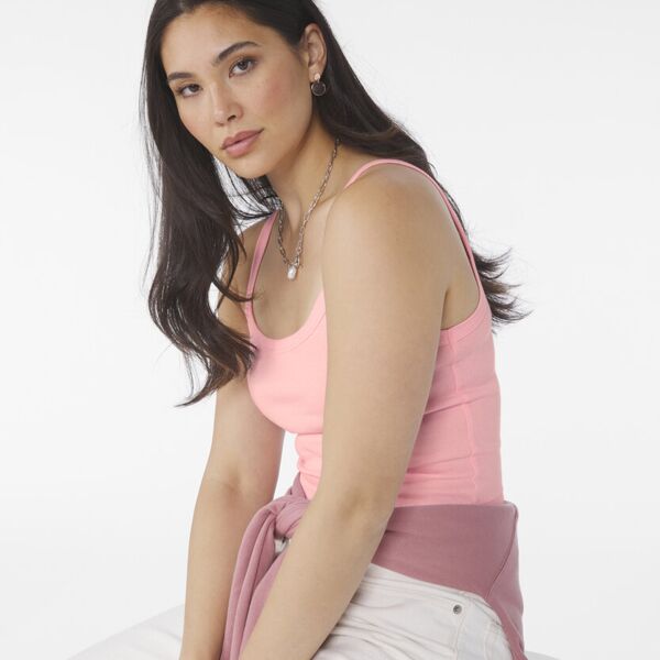 Women’s micro rib spaghetti strap tank Thumbnail